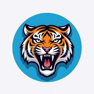 Tiger head in vibrant colors