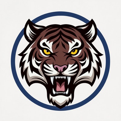 Tiger head design with bold features