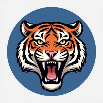 Tiger head illustration with bold colors