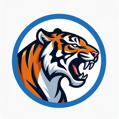 Tiger head logo design with bold colors
