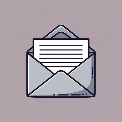 Envelope with letter inside on simple background