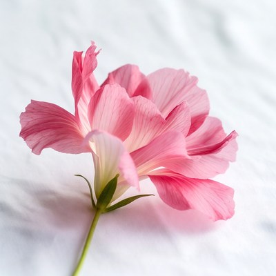 Pink flower on white background