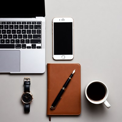 Workspace with laptop and coffee