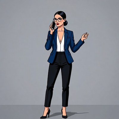 Businesswoman in a suit talking on phone