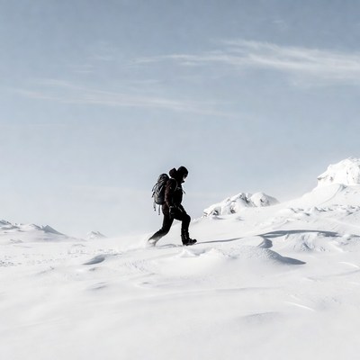 Person walking through snow