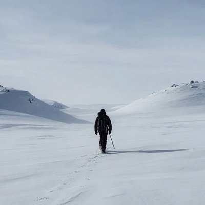 Walking through a snowy landscape
