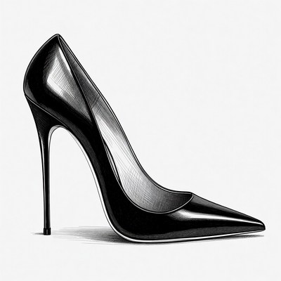 High heel shoe with glossy finish