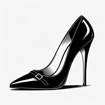 High heel shoe with buckle design