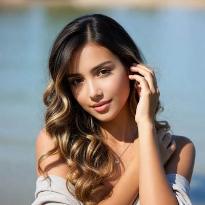 Outdoor portrait of a woman by water