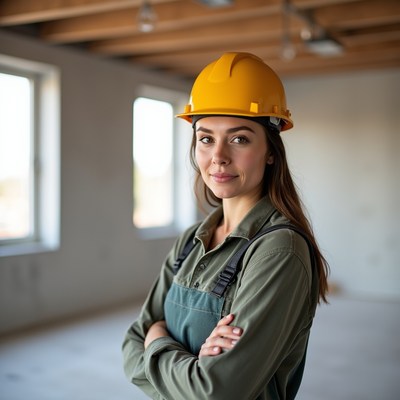 Construction worker in new building area