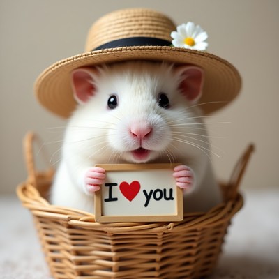 Cute hamster holding a sign