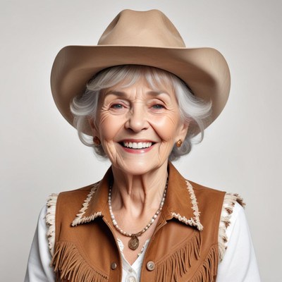 Smiling woman in cowboy hat
