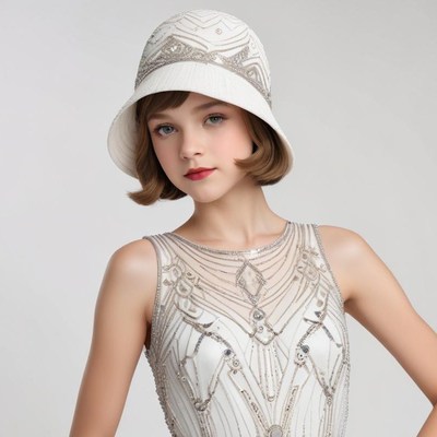 Girl in vintage dress with hat