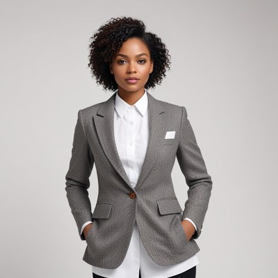 Business woman in gray blazer