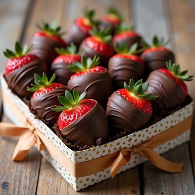 Chocolate covered strawberries in a box
