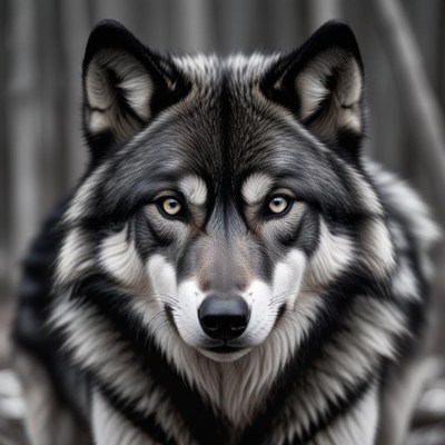 Wolf looking directly at camera