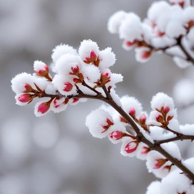 Winter blossoms with snow cover