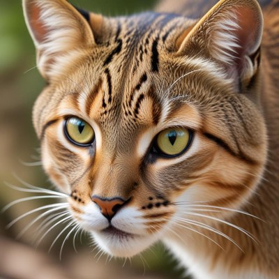Close up of a cat looking ahead in nature