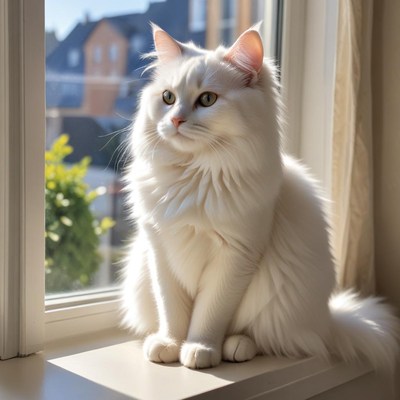 Cat sitting by the window