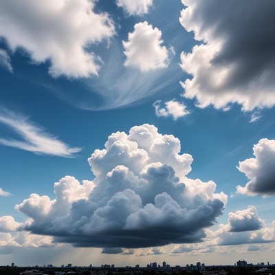 Cloud formation over city skyline