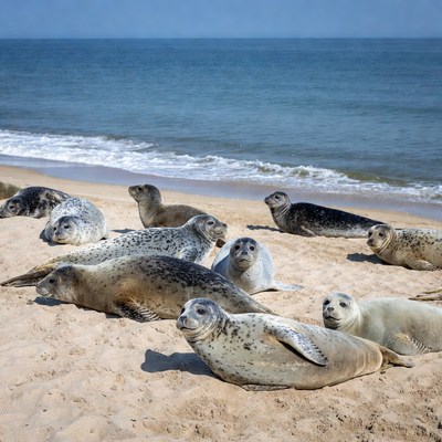 Seals resting on the beach