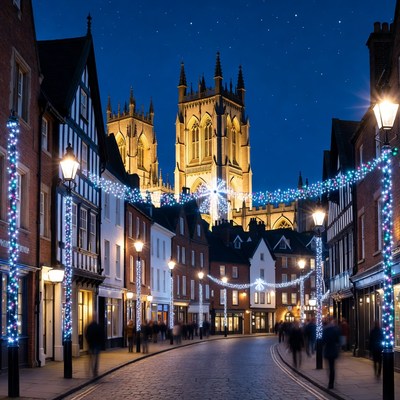 Festive night in city streets