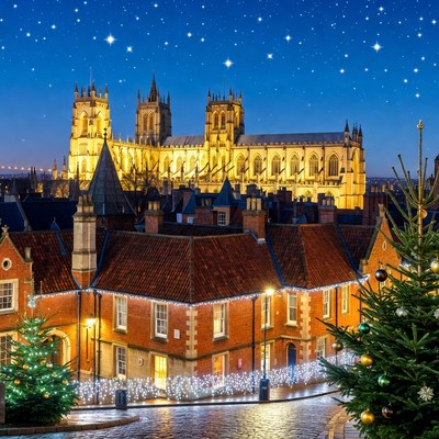 Christmas lights in historic city