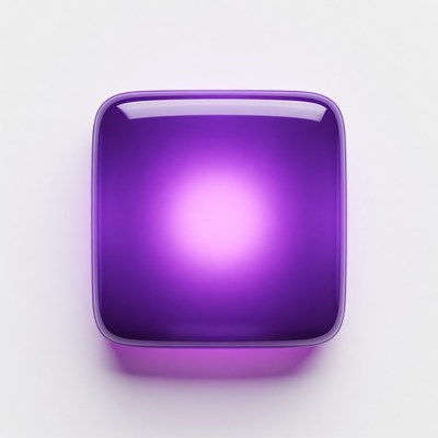 Purple glossy square object on white background