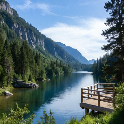 Scenic view of a forest lake