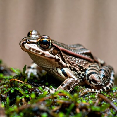 Frog resting on green moss
