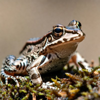 Frog on moss in nature