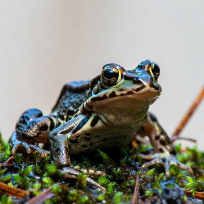 Frog on mossy ground in nature