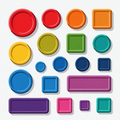 Colorful plates and trays arrangement