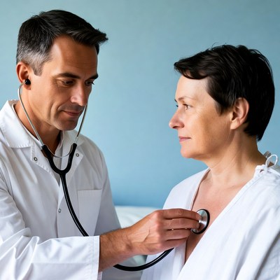Doctor examining patient in clinic