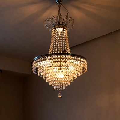 Glimmering chandelier hanging indoors