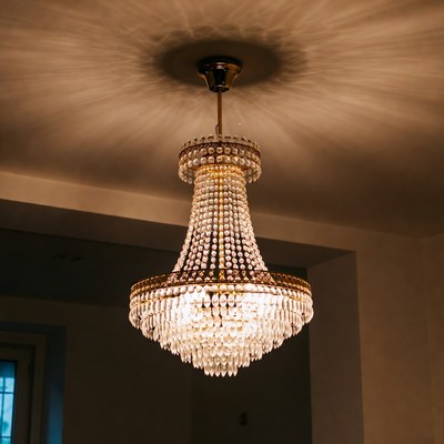 Chandelier shining in a room
