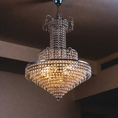 Chandelier hanging in a room