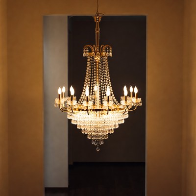 Elegant chandelier in a dim room