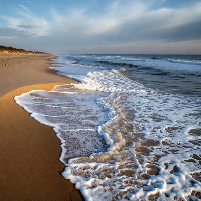 Waves crashing on sandy beach