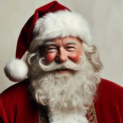 Happy santa in red holiday outfit