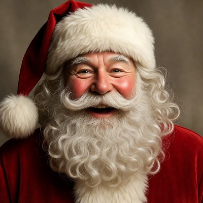Smiling man dressed as santa claus
