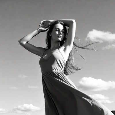 Woman poses in sunny outdoor setting