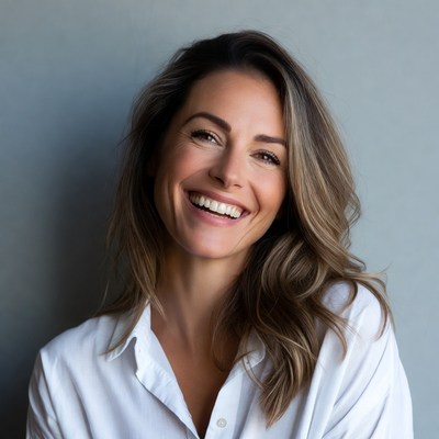 Woman smiling at the camera indoors