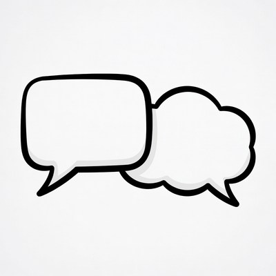 Two speech bubbles on a plain background