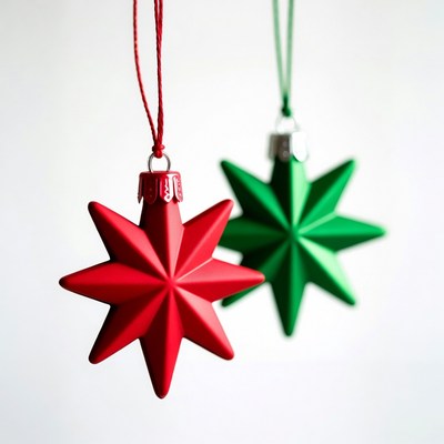Hanging star ornaments in red and green