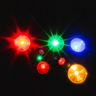 Colorful bright lights shining in darkness