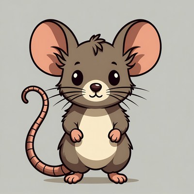 Cute mouse standing on gray background