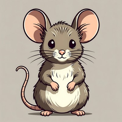 Cute cartoon mouse standing upright