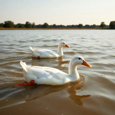Ducks swimming in calm water