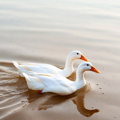 Ducks swimming in calm water